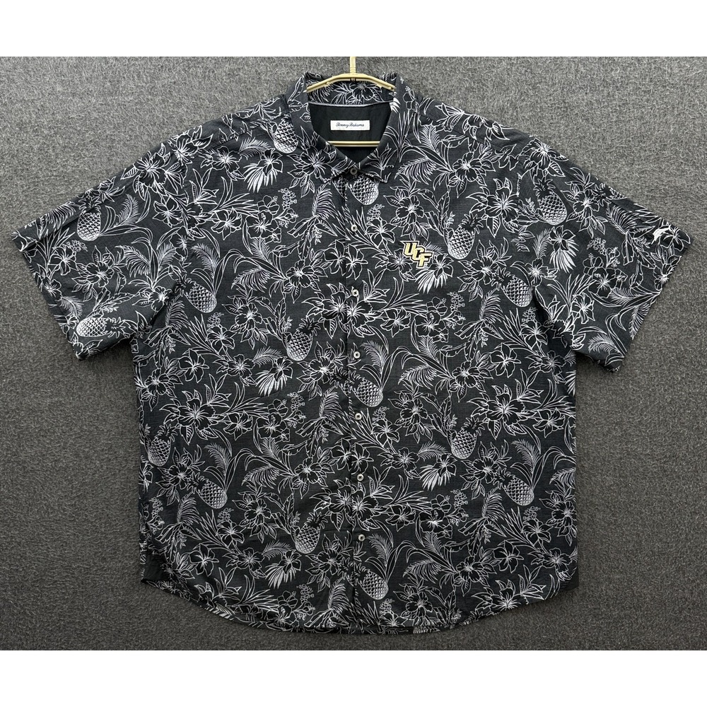 UCF Knights Shirt Men 3XL Tommy Bahama Black Cotton Floral Short Sleeve Hawaiian
